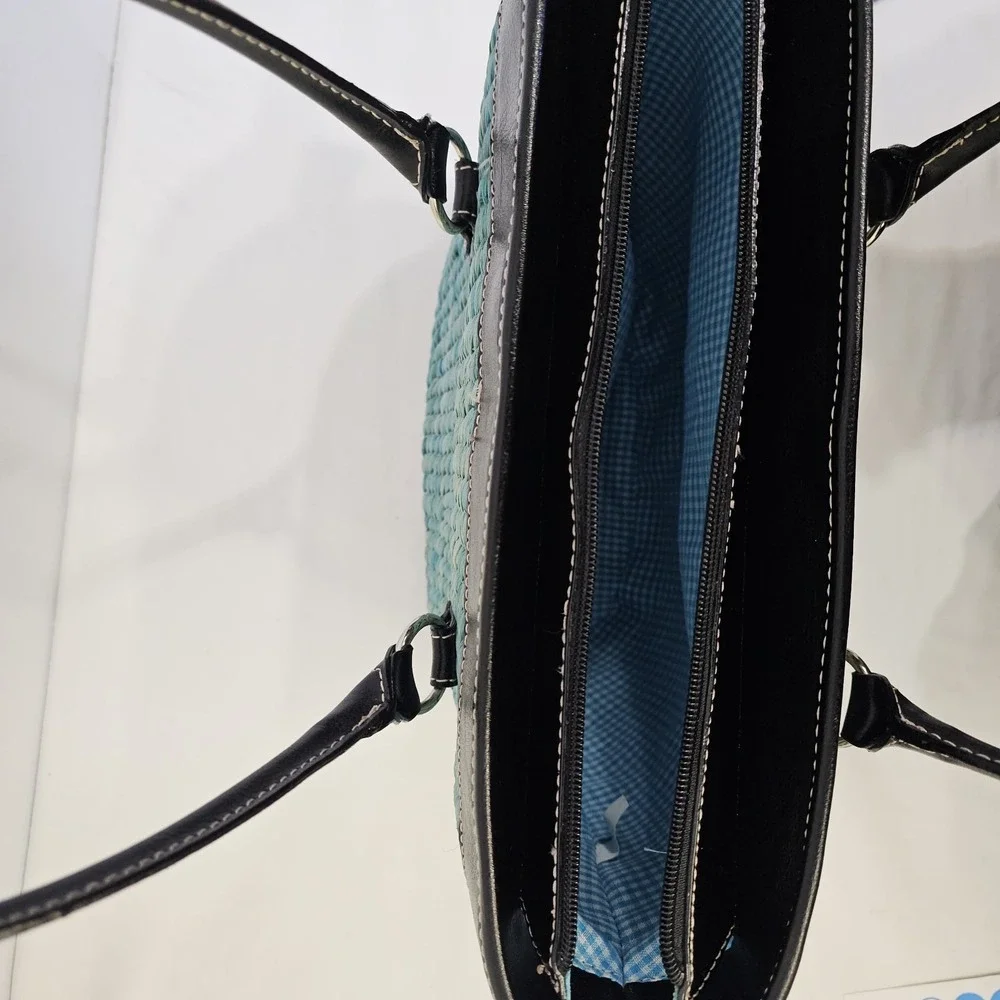 Woven‎ Turquoise Blue Straw Shoulder Bag
